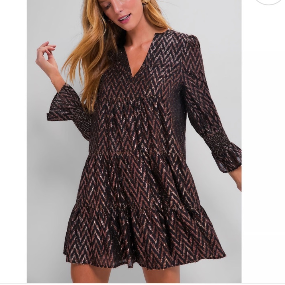 Tuckernuck Black and Gold Long Sleeve Dress